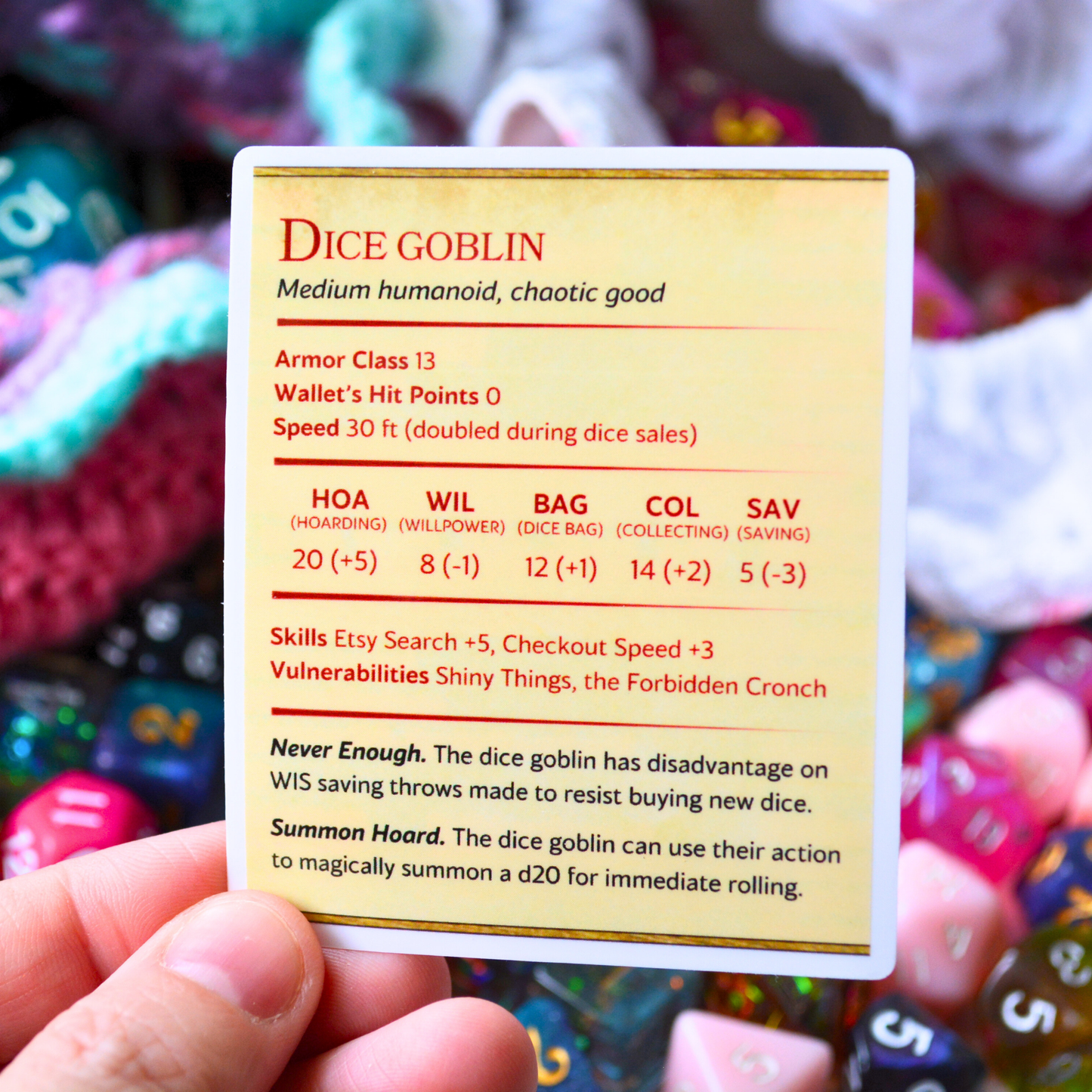 Dice Goblin Statblock